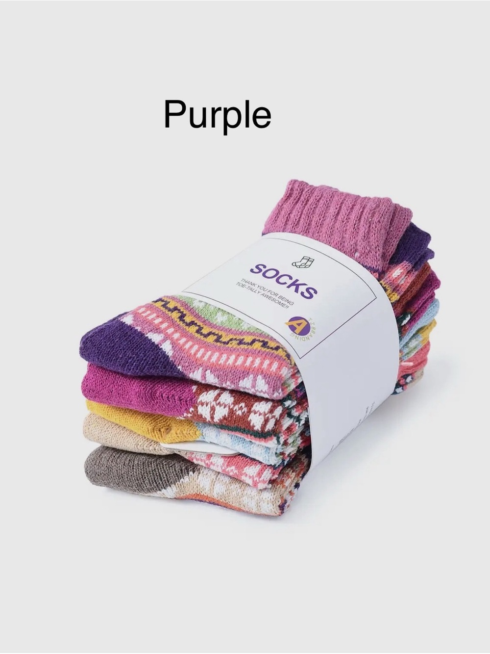 Rufia - 5 Pairs Bohemian Wool-Blend Socks Set